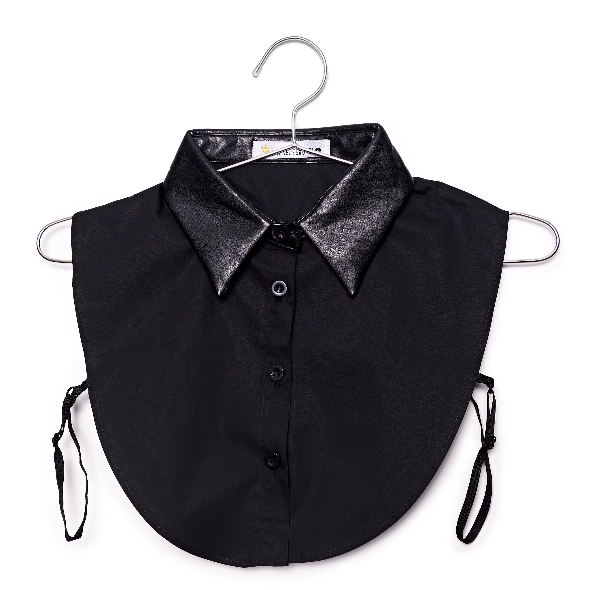 Zwart Kraagje met Lederlook Kraag