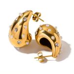 Stainless Steel Druppel Oorbellen Strass en Parels