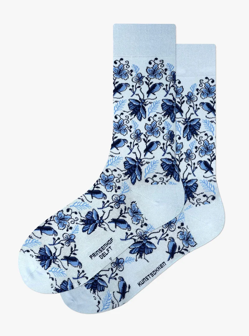 Sokken: Delfts Blauw vogels en insecten mt 41-46