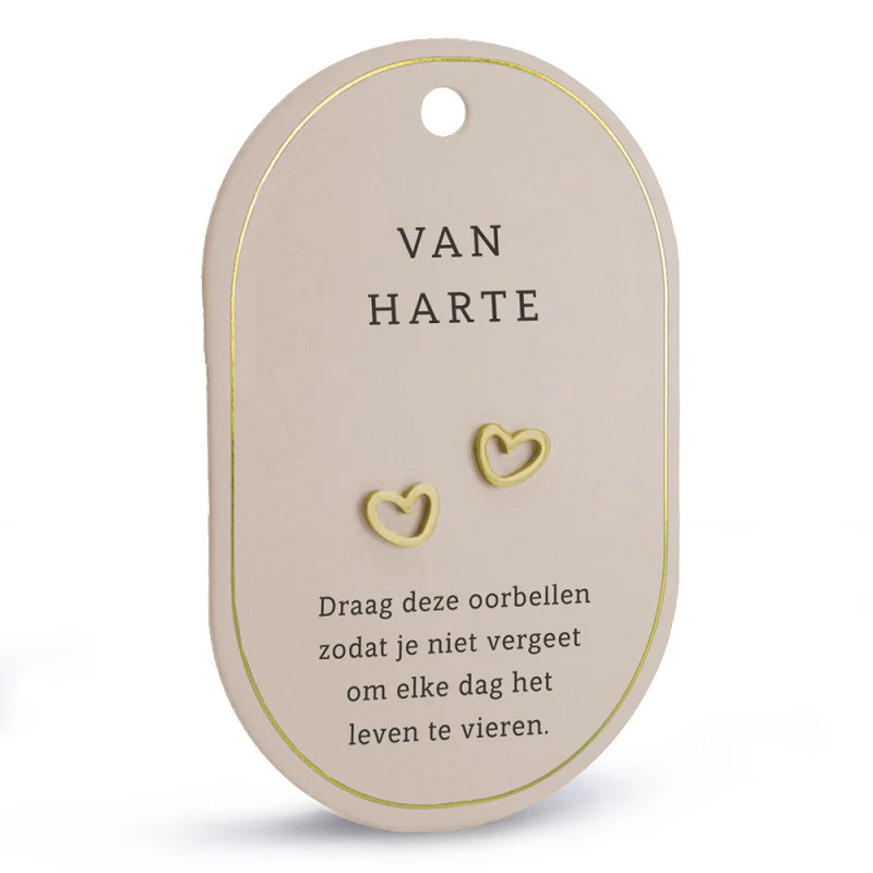 Oorbellen met een boodschap : Van harte (goud)