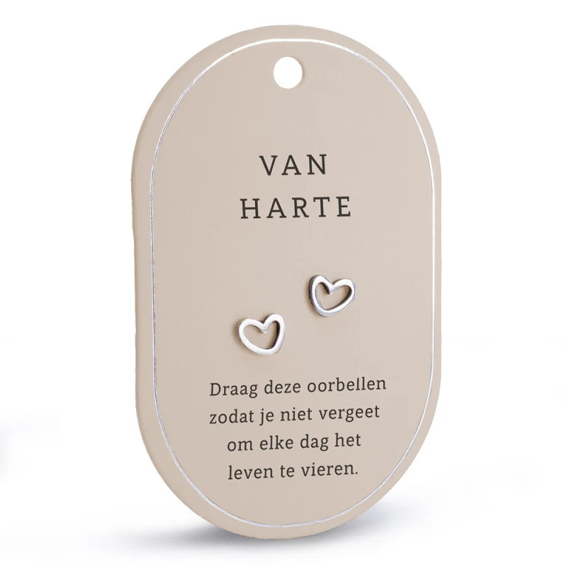 Oorbellen met een boodschap: Van harte (Zilver)